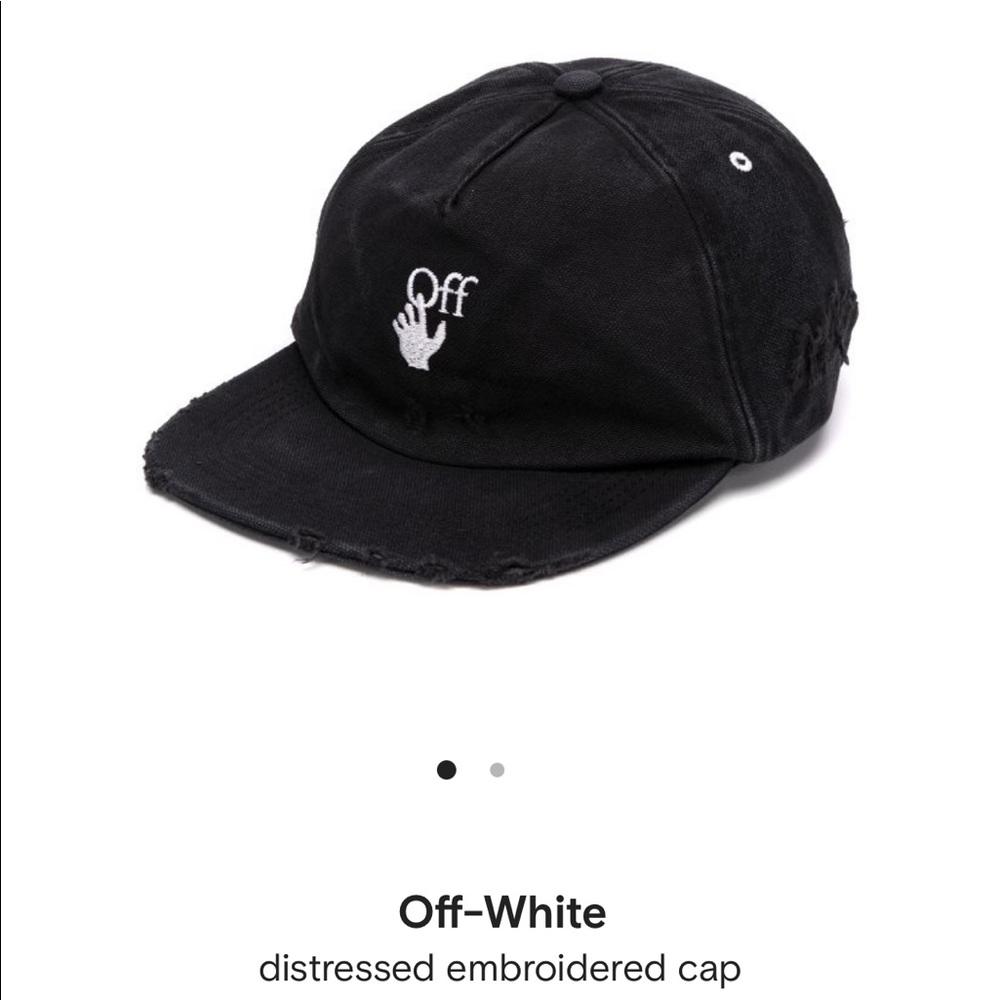 Off-White Black Distressed Embroidered Cap
